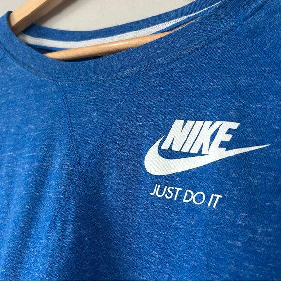 Nike Blue Heather Long Sleeve Shirt Large Just Do It Organic Cotton Recycled - Picture 2 of 7